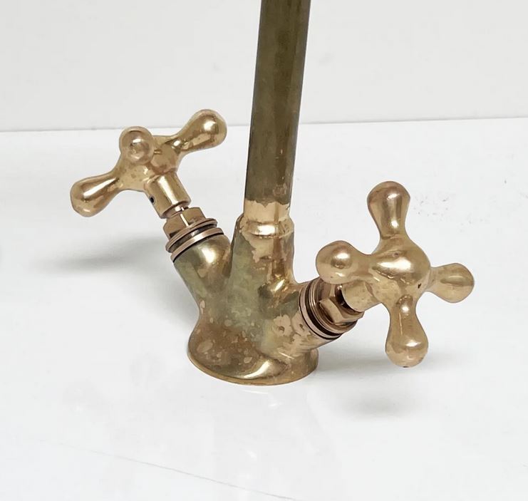 Antique Brass Bathroom Sink Faucet, Brass Gooseneck Vanity Faucet