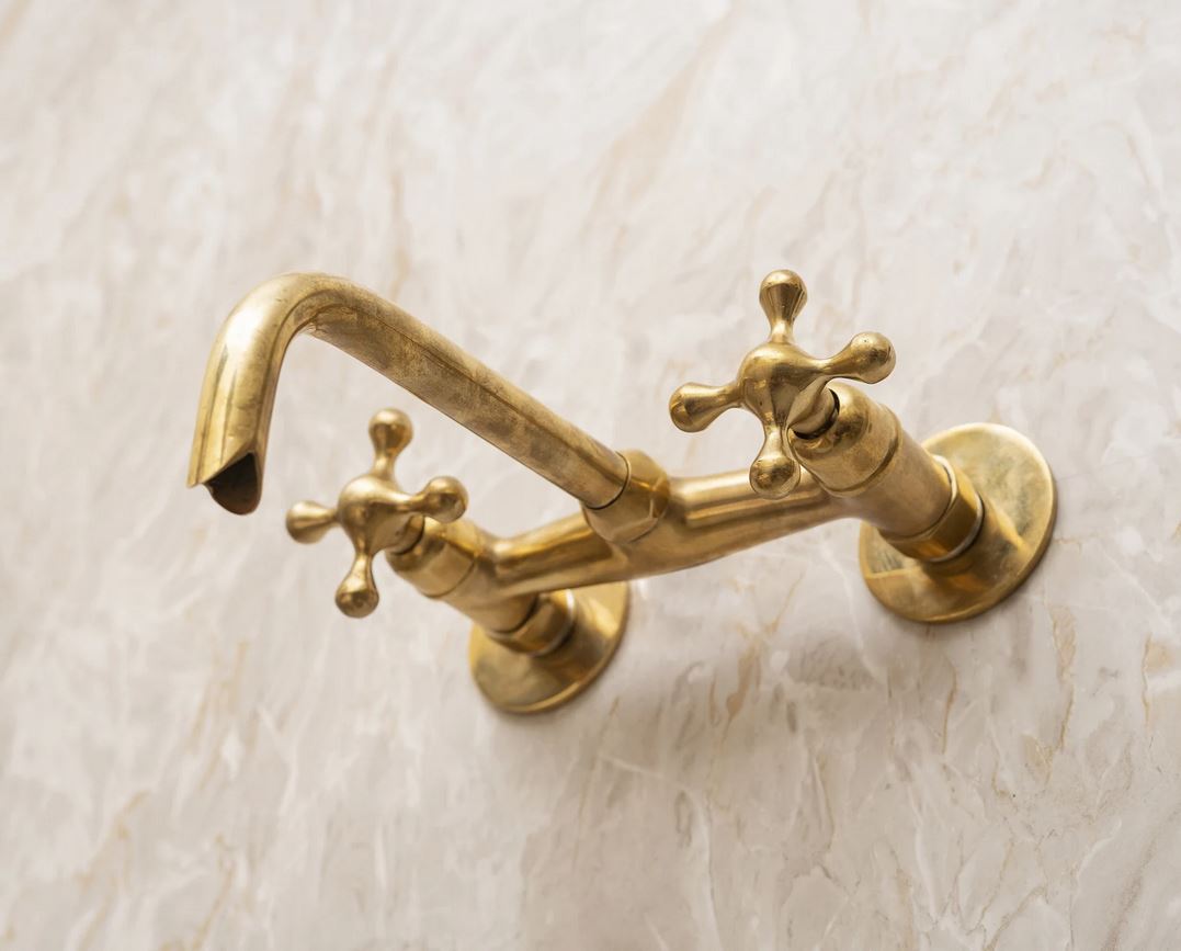 Antique Brass Bathroom Faucet - Wall Faucets