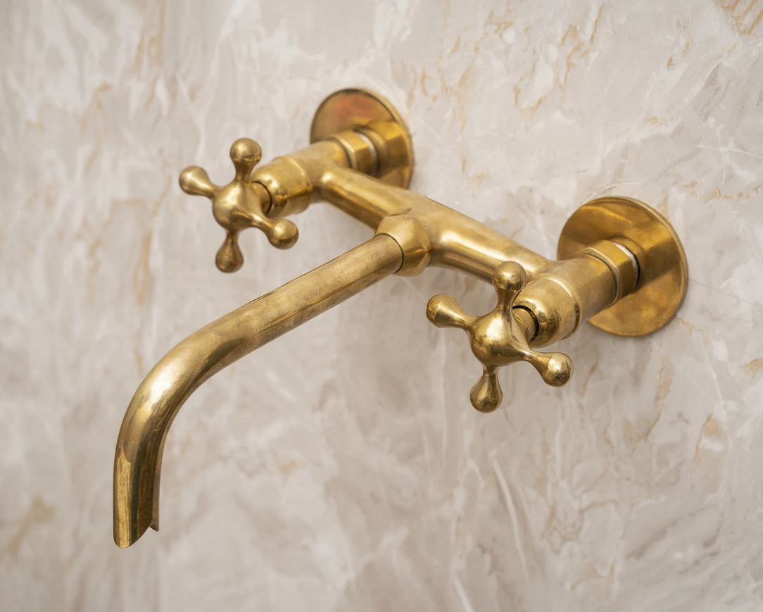 Antique Brass Bathroom Faucet - Wall Faucets