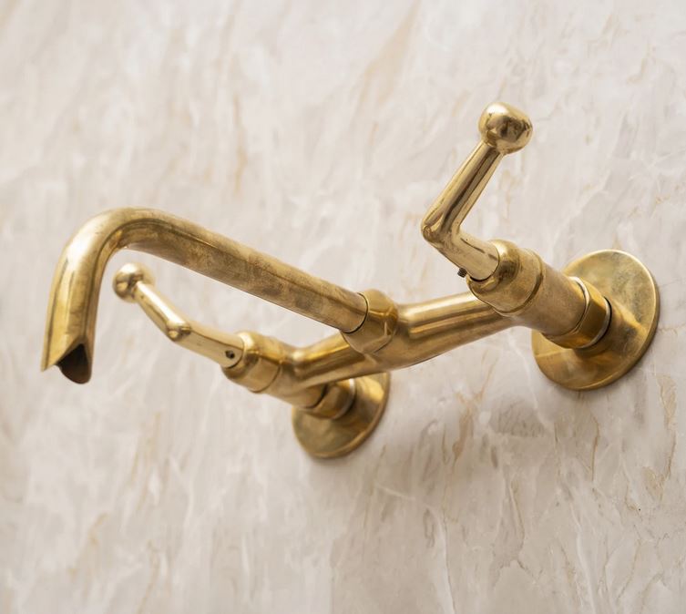 Brushed Brass Bathroom Faucet - Wall Mount Bathroom Faucet