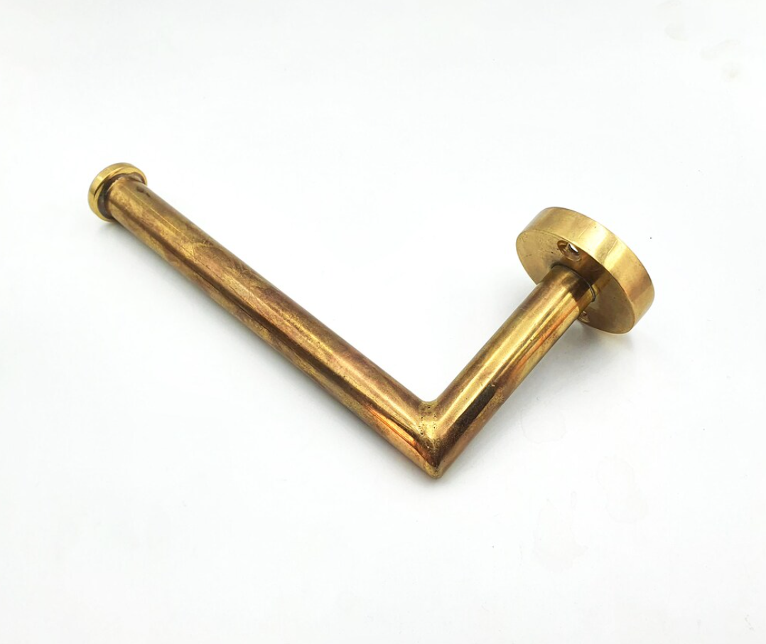 Solid Brass Toilet Paper Holder, Handcrafted Powder Room Roll Holder