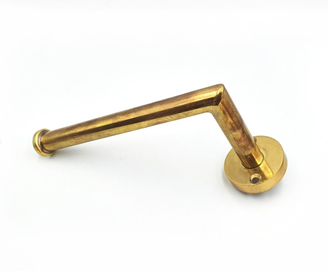 Solid Brass Toilet Paper Holder, Handcrafted Powder Room Roll Holder