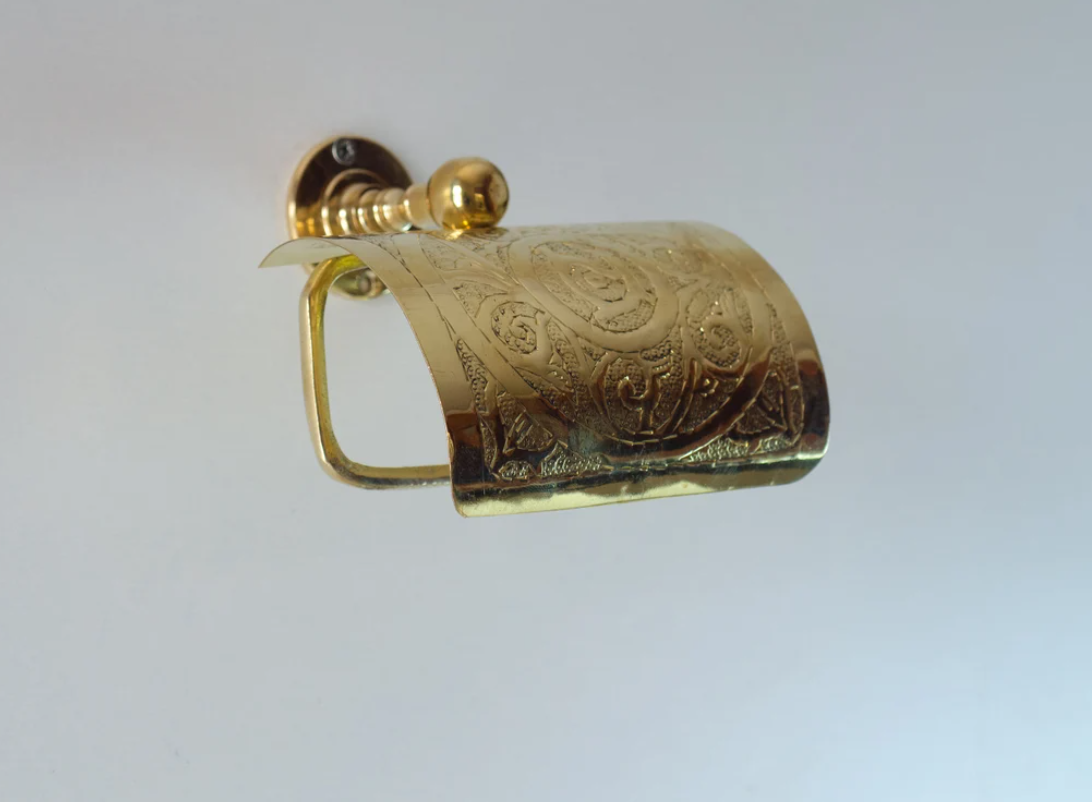 Solid Brass Toilet Paper Holder, Handcrafted Powder Room Roll Holder