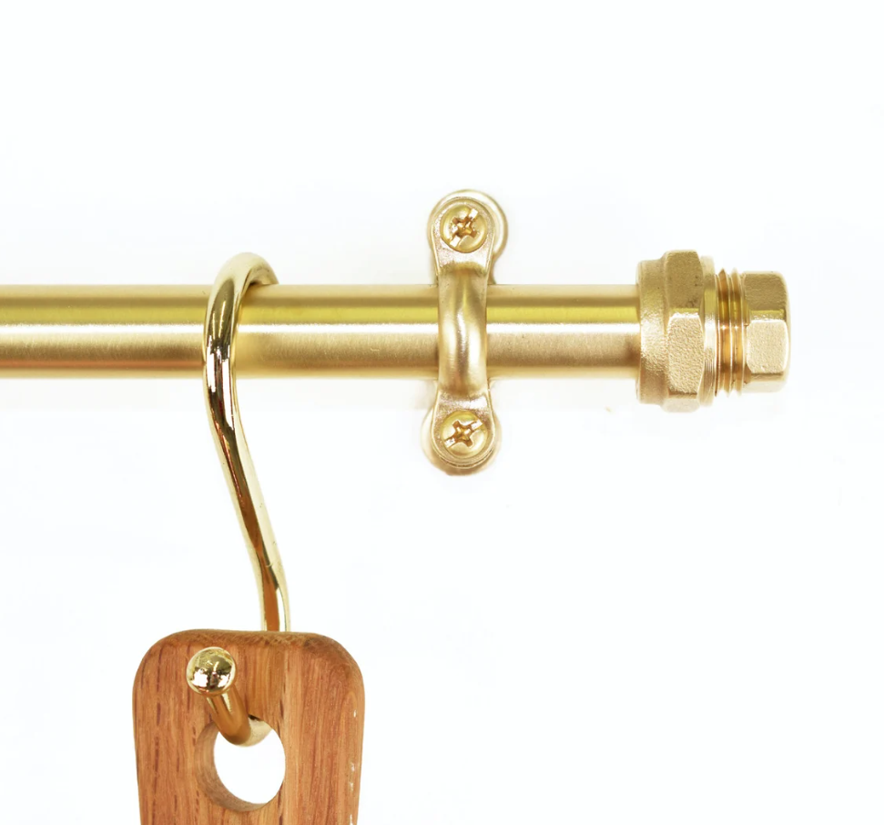 Brass Pot Rail With Hooks, Unlacquered Brass Kitchen Pot Rack, Pot Hangers