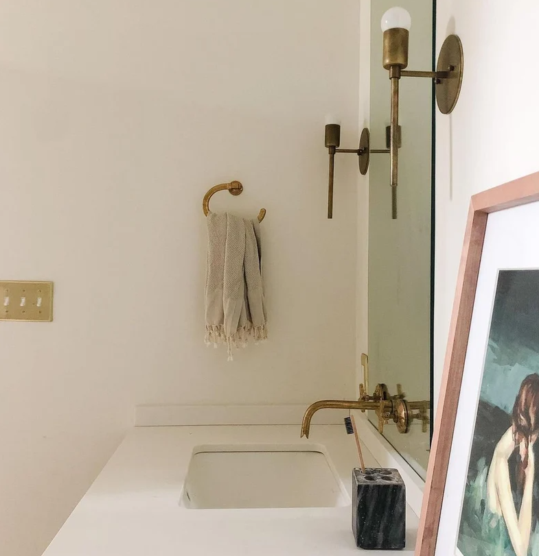 Solid Brass Towel Holder, Handcrafted Powder Room Holder