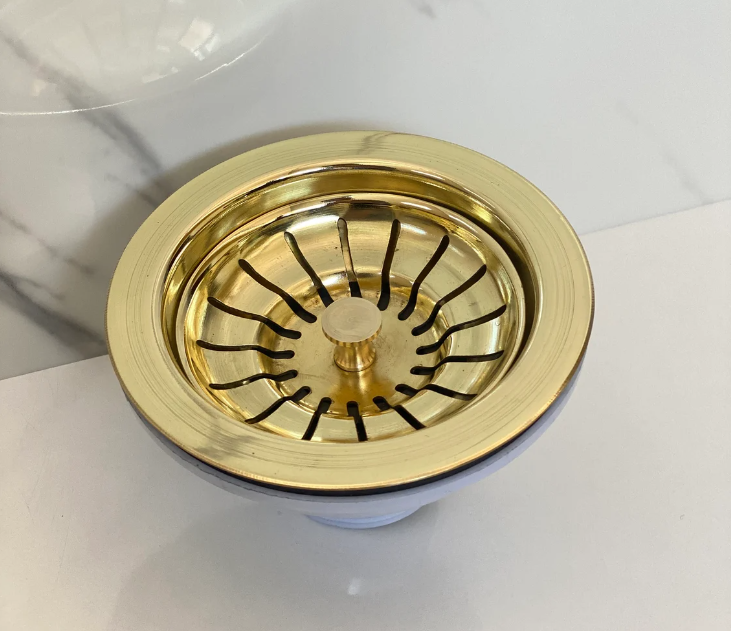 Unlacquered Brass Kitchen Sink Strainer, Sink Waste, Strainer Basket, Drain Cover & Basket Strainer