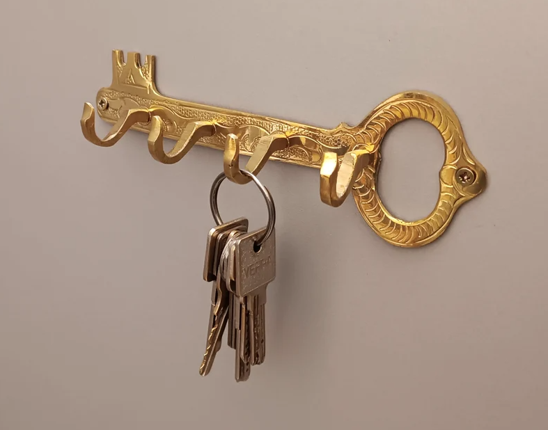 Unlacquered Brass Key Holder For Wall – Entryway Handmade Key rack