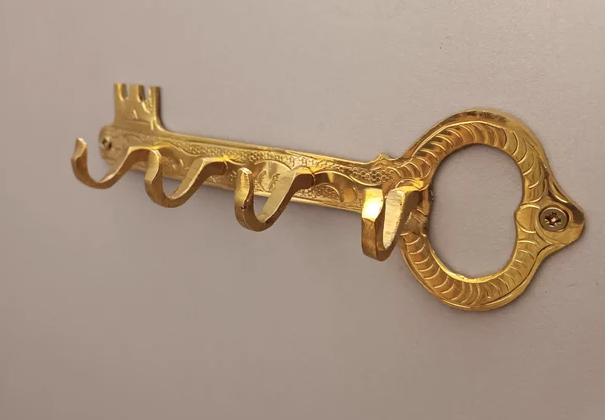 Unlacquered Brass Key Holder For Wall – Entryway Handmade Key rack