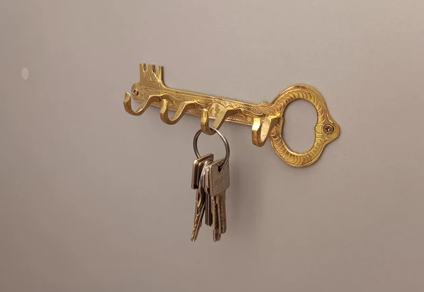 Unlacquered Brass Key Holder For Wall – Entryway Handmade Key rack