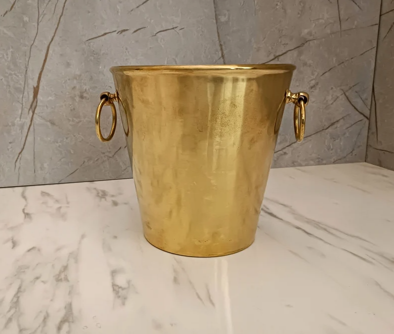 Traditional Unlacquered Brass Trash Can - Waste Basket