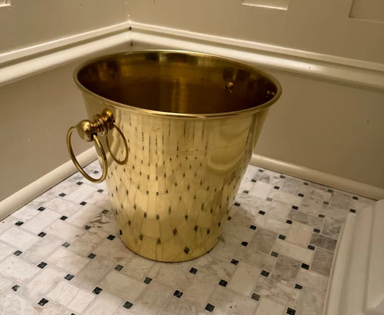 Traditional Unlacquered Brass Trash Can - Waste Basket