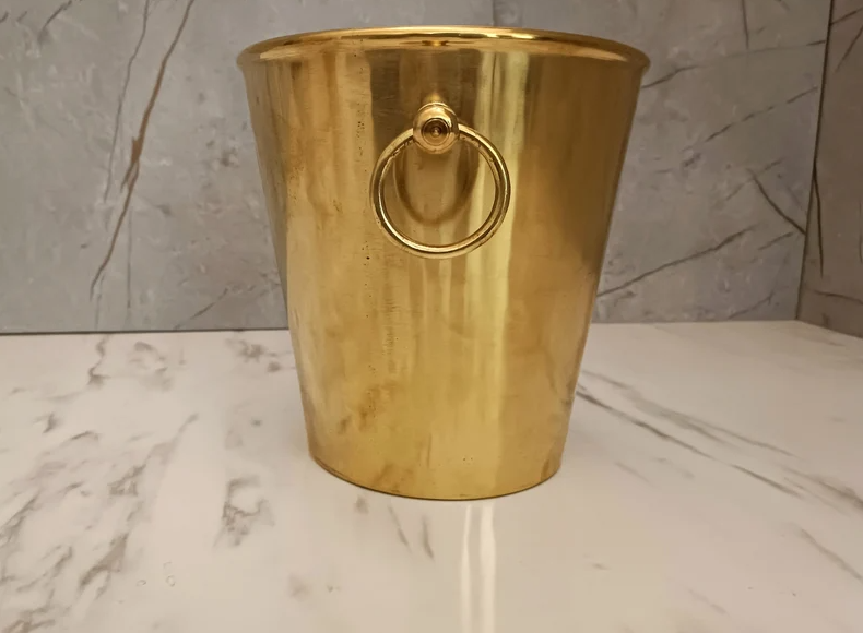 Traditional Unlacquered Brass Trash Can - Waste Basket