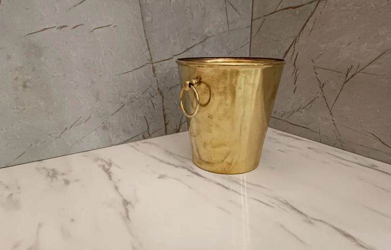 Traditional Unlacquered Brass Trash Can - Waste Basket