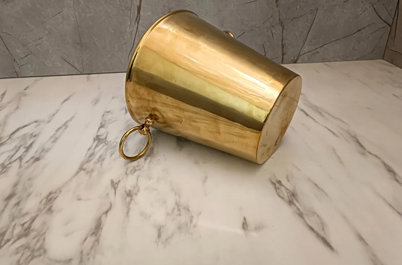 Traditional Unlacquered Brass Trash Can - Waste Basket