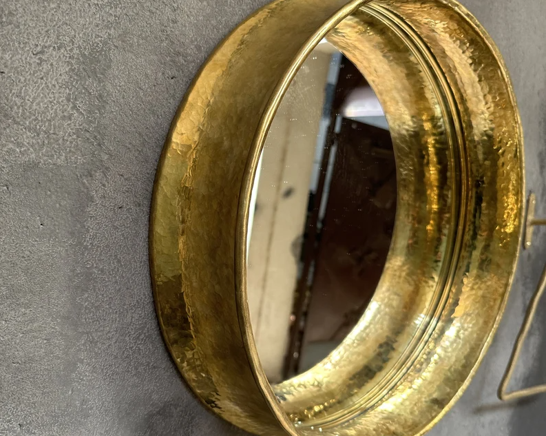 Round Brass Wall Mirror, Antique Brass Mirror Frame. Round Bathroom Mirror