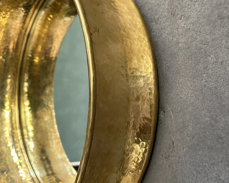 Round Brass Wall Mirror, Antique Brass Mirror Frame. Round Bathroom Mirror