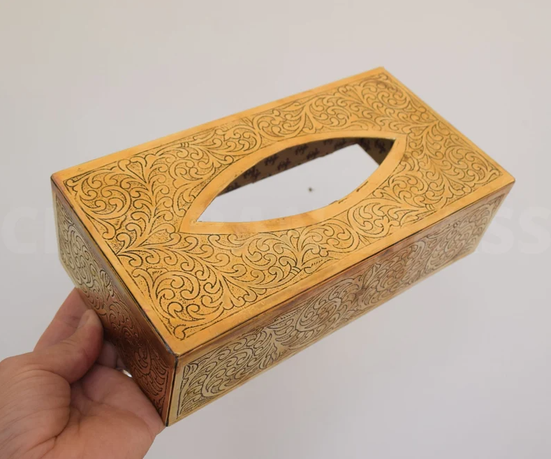 Hammered Rectangle Made Solid Brass Tissue Box, Custom Made, Tissue Box Fits Most Cars, Home Decor