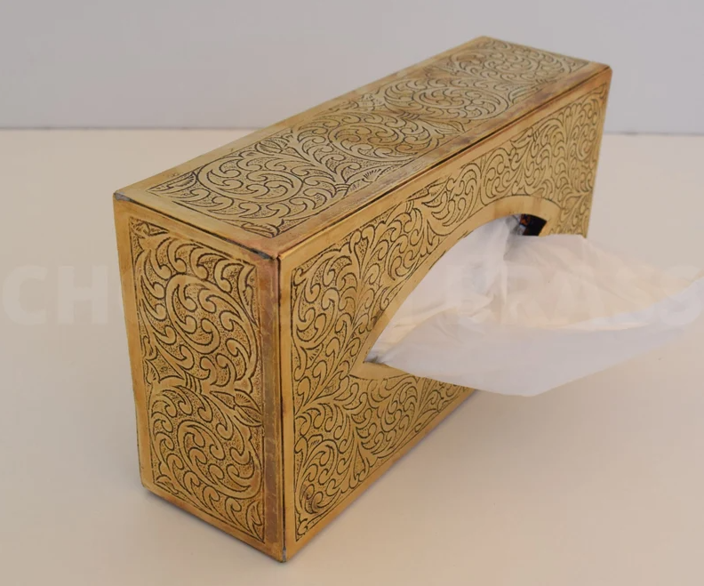 Hammered Rectangle Made Solid Brass Tissue Box, Custom Made, Tissue Box Fits Most Cars, Home Decor