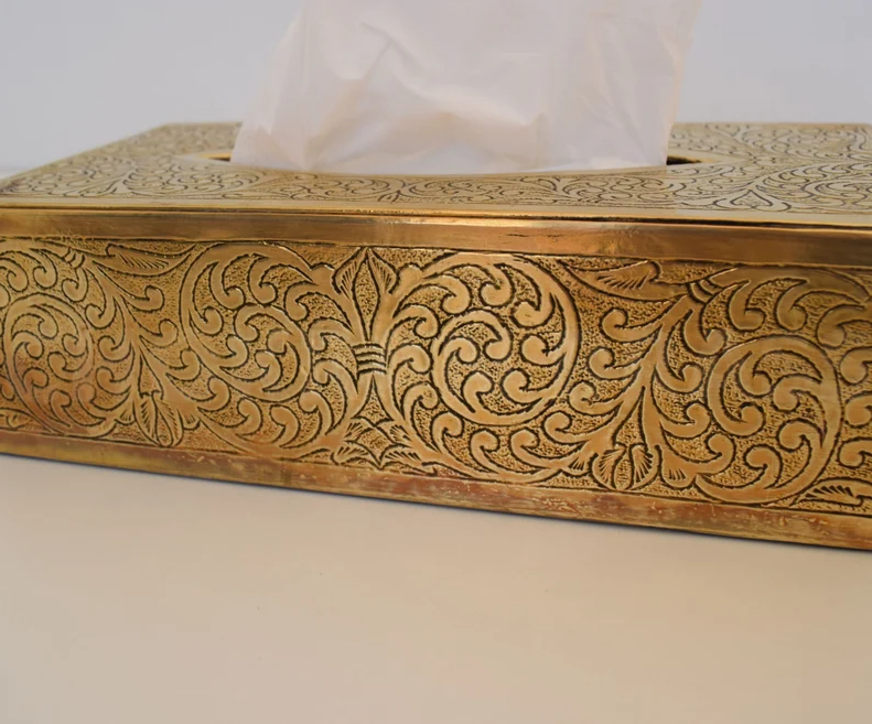 Hammered Rectangle Made Solid Brass Tissue Box, Custom Made, Tissue Box Fits Most Cars, Home Decor