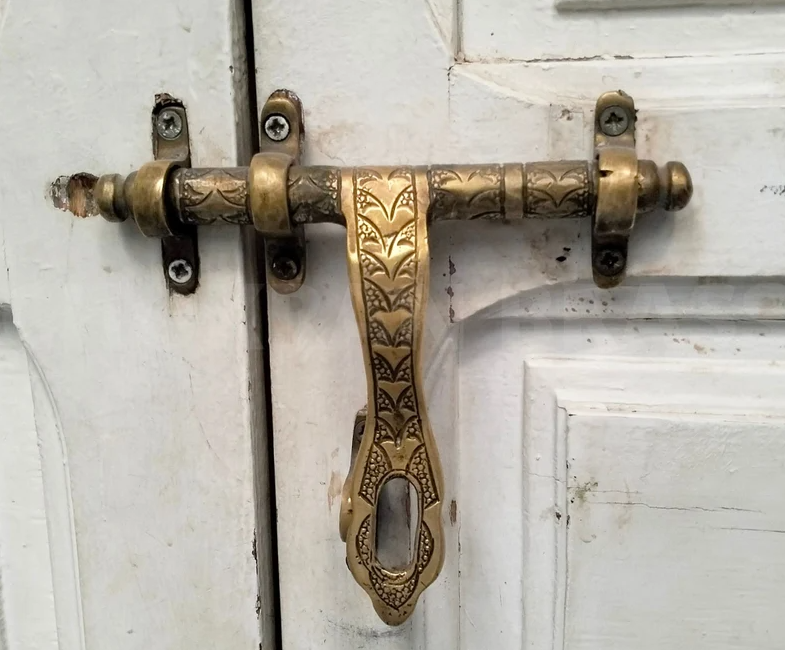 Unlacquered Brass Sliding Door Bolt, Moroccan Brass Door Latch, Brass Box Catches Buckle Lock, Rustic Door Bolt, Door Lock, Door Accessories