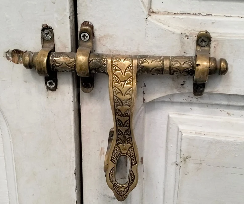 Unlacquered Brass Sliding Door Bolt, Moroccan Brass Door Latch, Brass Box Catches Buckle Lock, Rustic Door Bolt, Door Lock, Door Accessories