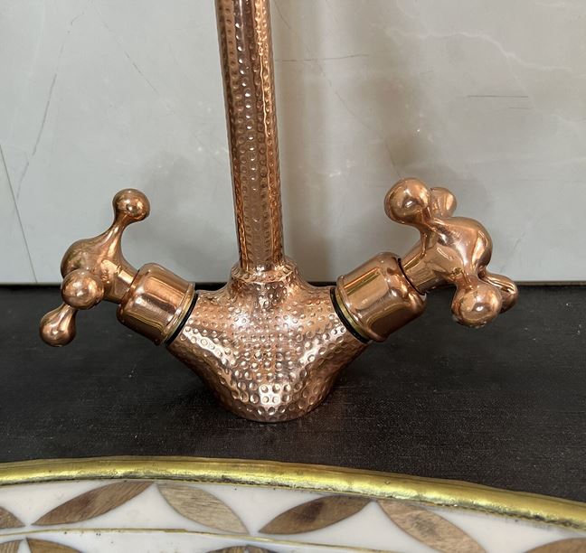 Brass Bathroom Sink Faucet 1 Hole, Custom Made Copper Kitchen Sink, Brass Delta Sink - Brass Hammered Bar Faucet