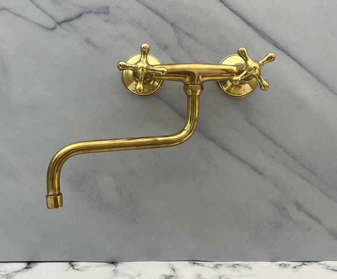 Antique Brass Kitchen Faucet - Wall Kitchen Faucet