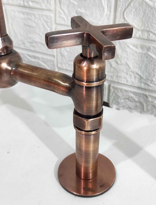 Copper Kitchen Faucet - Solid Brass Bridge Faucet