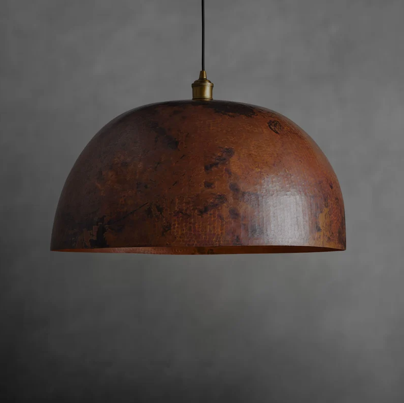 Oxidized Copper Pendant Light, Dome Ceiling Light, Hanging Kitchen Island Light Fixture