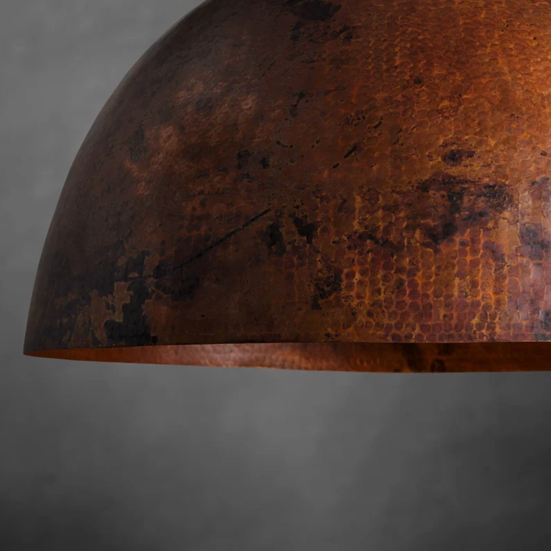 Oxidized Copper Pendant Light, Dome Ceiling Light, Hanging Kitchen Island Light Fixture