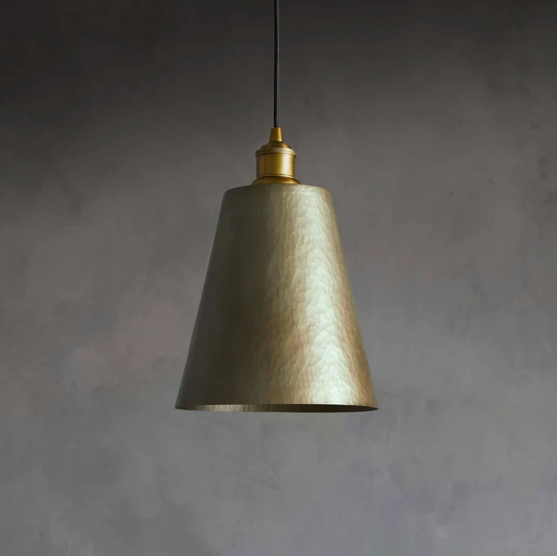 Hammered Brass Cone Pendant Light