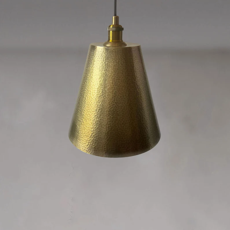 Hammered Brass Cone Pendant Light