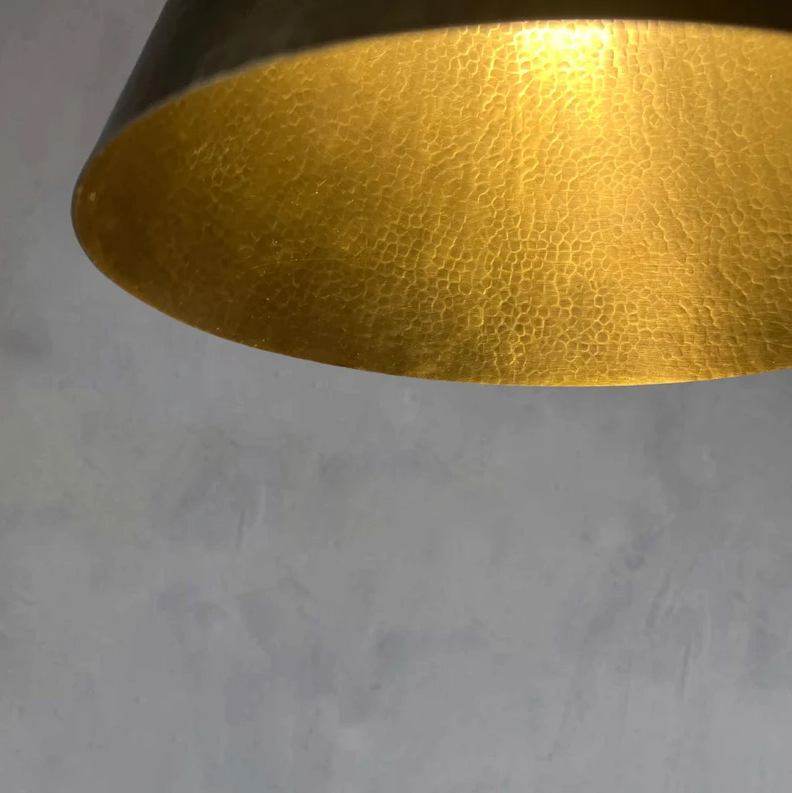 Hammered Brass Cone Pendant Light