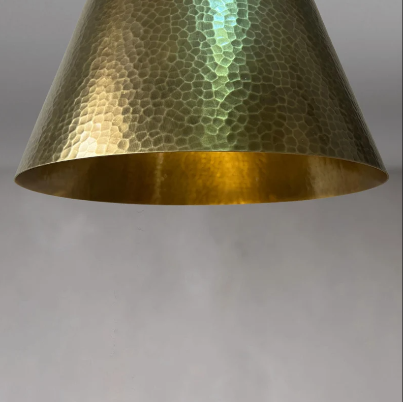 Hammered Brass Cone Pendant Light