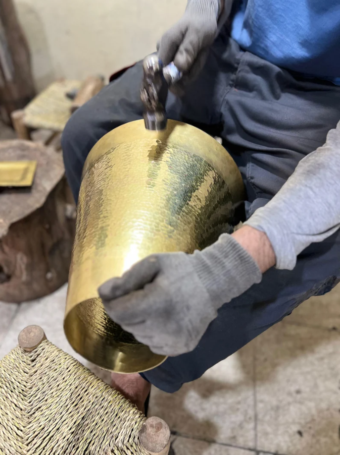 Hammered Brass Cone Pendant Light