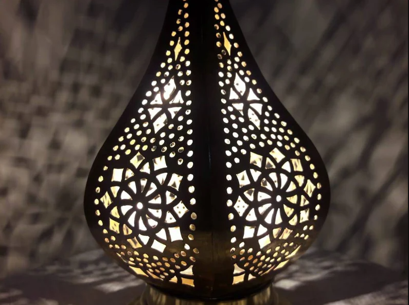 Moroccan Gold Bedside Table Lamp