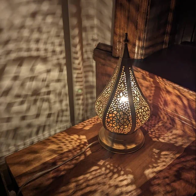 Moroccan Gold Bedside Table Lamp