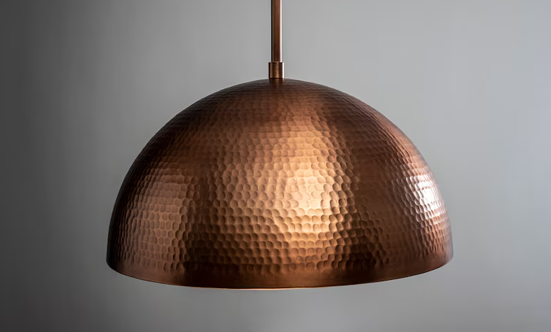 Hammered Pendant Light, Antique Brass Dome Ceiling Light, Kitchen Island Hanging Light Fixture