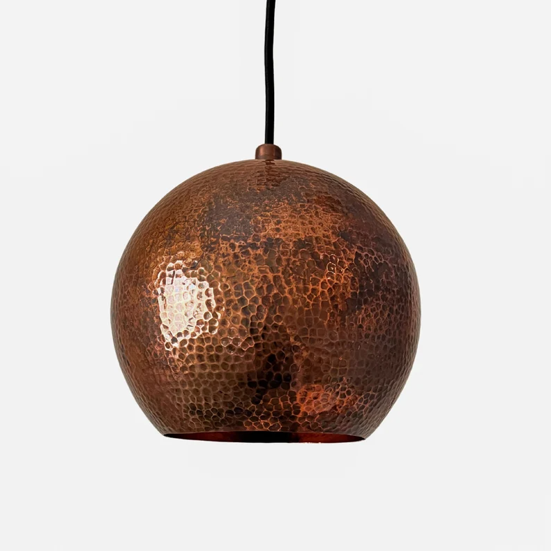 Hammered Brass Ball Pendant Light, Dome Ceiling Light