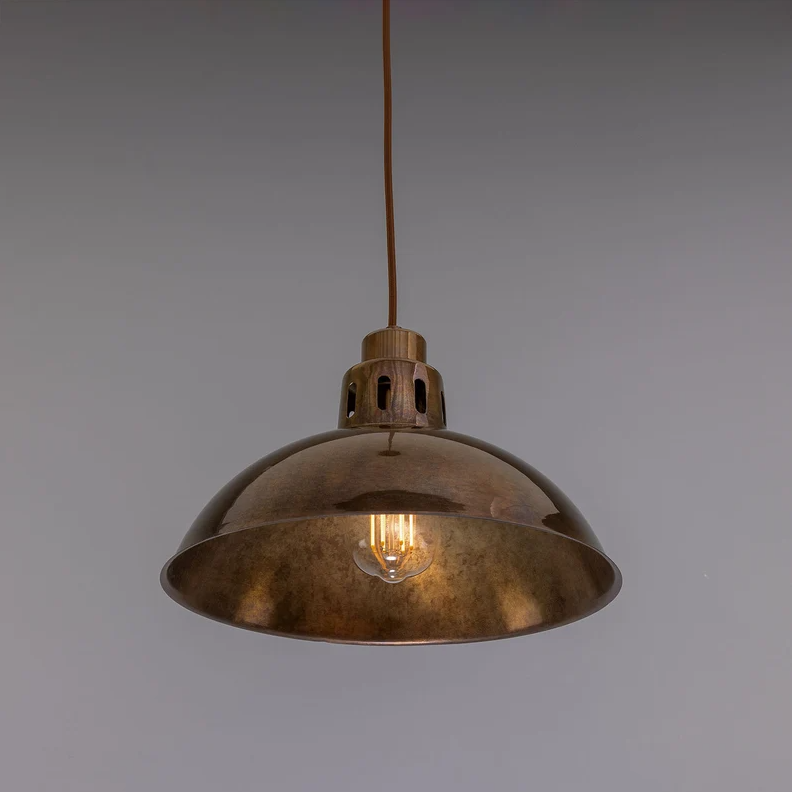 Paris Vintage Industrial Brass Pendant Light  (30cm)