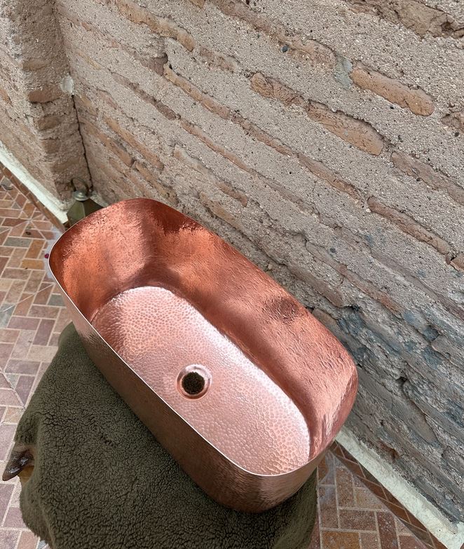 copper Vessel Sink Tub-Style - Hammered Single Bowl Sink