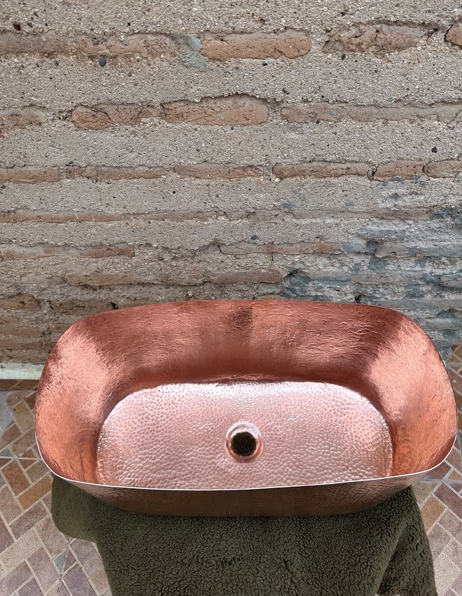 copper Vessel Sink Tub-Style - Hammered Single Bowl Sink