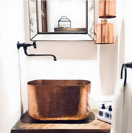 copper Vessel Sink Tub-Style - Hammered Single Bowl Sink