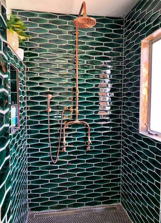 Industrial Exposed Solid Copper  Bespoke Outdoor and Indoor Rainfall Shower with Hand Spray, Dog wash