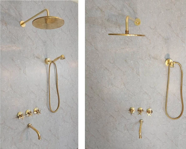 Brass Shower Fixtures - Dual Shower Head (Ceiling mount shower head/Handheld shower)