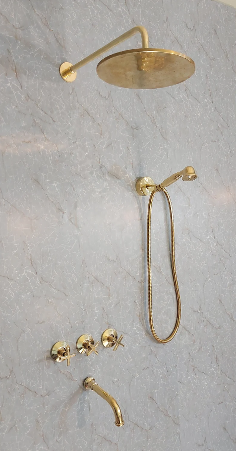 Brass Shower Fixtures - Dual Shower Head (Ceiling mount shower head/Handheld shower)