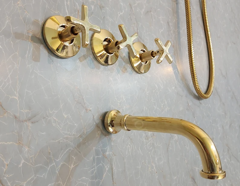 Brass Shower Fixtures - Dual Shower Head (Ceiling mount shower head/Handheld shower)