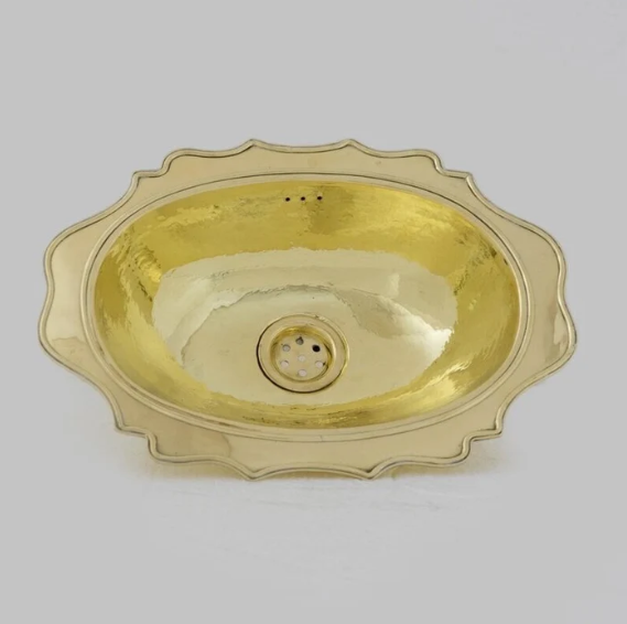 Antique Solid Brass Sink, Unlacquered Exposed Oval Bathroom Sink, Bathroom Vessel sink