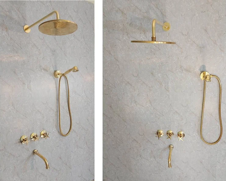 Unlacquered Brass Shower - Rain Shower Set