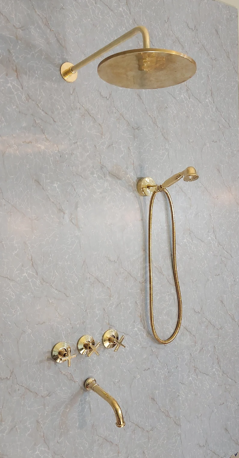 Unlacquered Brass Shower - Rain Shower Set